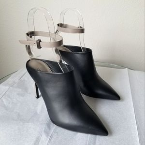 Vince Armon Ankle-Strap Mule in Black/Woodsmoke